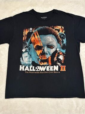 Halloween II The Nightmare Has Only Just Began Graphic Tee Black Cotton Size L